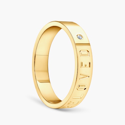 Obrączka partnerska Sign of Love®: złota, diament, płaska, 4mm